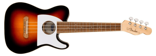 Fender Fullerton Tele Uke 2-Color Sunburst, Walnut Fb, White Pg
