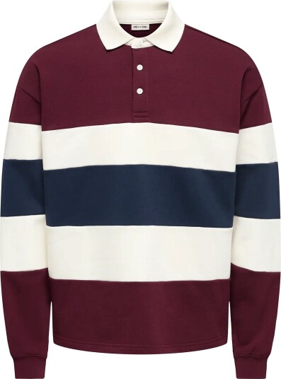 ONLY & SONS Onsbenedict Ls Rubgy Rlx Sweat Polo Burgundy XS