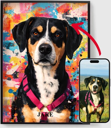 Plakat Fargerik Hund Portrett