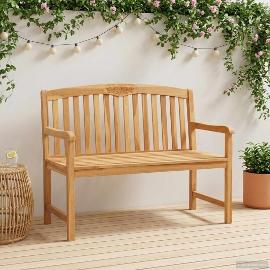 vidaXL Håndlaget Rosebenk 114 x 60,5 x 95 cm Massivt Teaktre Naturlig