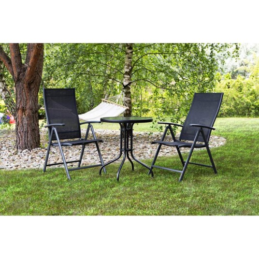 Rundt hagebord 80 cm, for terrasse, hage, balkong, herdet glass, paraplyhull, MultiGarden Rundt hagebord 80 cm, for terrasse, hage, balkong, herdet glass, paraplyhull, MultiGarden