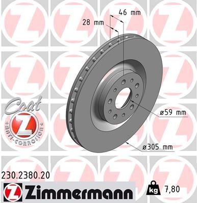 Bremseskive ZIMMERMANN 230.2380.20 Bremseskive ZIMMERMANN 230.2380.20