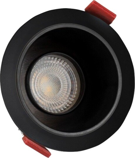 Spectrum GU10 innfellingsspot med sort reflektor   Sort aluminium vippbar Hull: Ø7,5 cm Mål: Ø8,5 cm IP20 innendørs