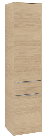 VILLEROY & BOCH SUBWAY 3.0 HØYSKAP 40X171 VENSTRE 2 DØRER & SKUFF NORDIC OAK HÅNDTAK I KROM