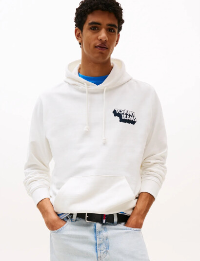 Tommy Jeans Tjm Stack Back Logo Hoodie Ext - White - M Tommy Jeans Tjm Stack Back Logo Hoodie Ext - White - M