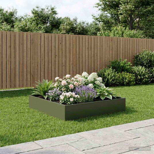 vidaXL Hageblomsterpotte Olivengrønn 100 x 100 x 20 cm Kaldvalsestål