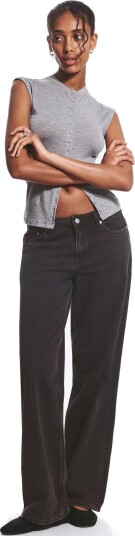 Weekday Ample Low Rise Loose Wide Jeans Black 23 x 32