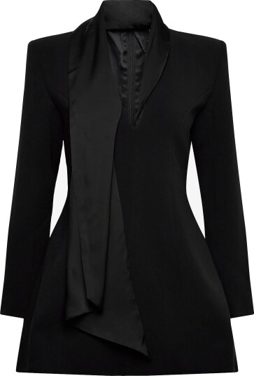 Bardot Sonia Shawl Collar Mini Dress   BLACK   38