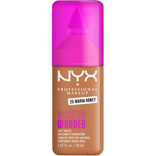 NYX Make Em Wonder Foundation 25 Warm Honey - Matt og Strålende Finish NYX Make Em Wonder Foundation 25 Warm Honey - Matt og Strålende Finish