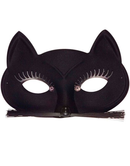 Black Cat Svart Kattemaske Med Værhår