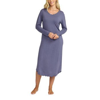 Damella Bamboo Plain Long Sleeve Nightdress Blå Bambus X Large Dame