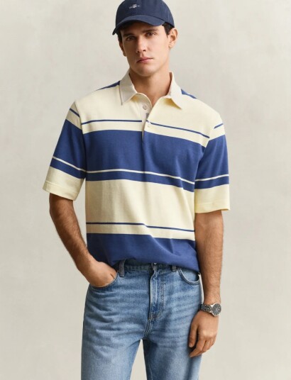 GANT Striped Ss Rugger Navy XL GANT Striped Ss Rugger Navy XL