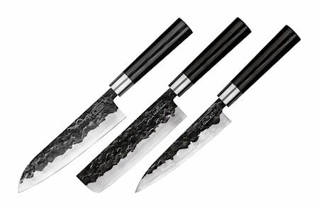 Samura BLACKSMITH Set of 3 knives: Utility 16 cm, Nakiri 17 cm, Santoku 18 cm Samura BLACKSMITH Set of 3 knives: Utility 16 cm, Nakiri 17 cm, Santoku 18 cm