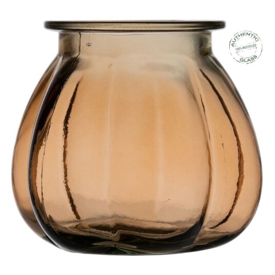 Bigbuy Home Vase Karamell Resirkulert Glass 18 X 18 X 16 Cm