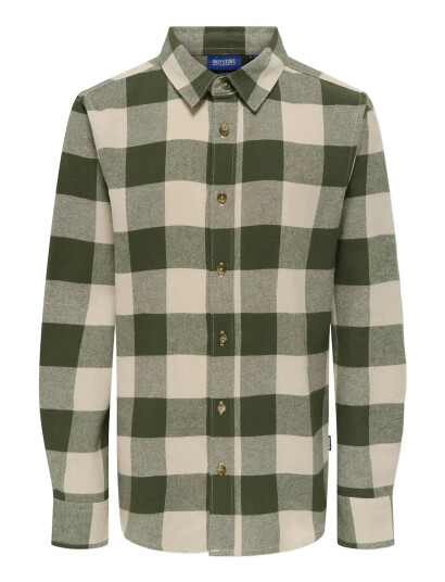 ONLY & SONS Osjgudmund Ls Checked Shirt Noos Green 176