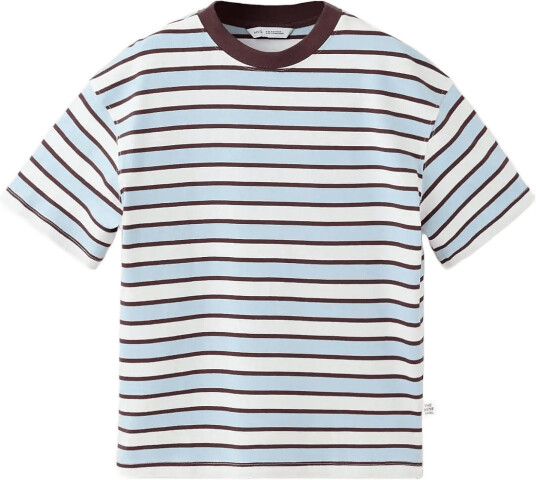 Mango 100% Cotton Striped T Shirt   Blue   9 10