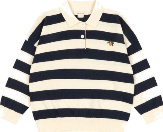 Konges Sløjd Poloskjorte Strikk Manis Navy Stripe Konges Sløjd 5 år (110) Polo Beige Hvit Marineblå