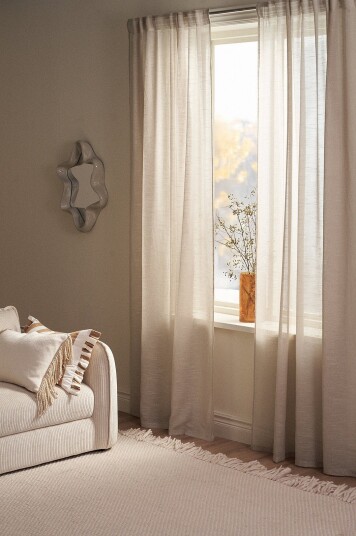 Ellos Home   Gardin med multibånd Nellie 2 pakning   Beige
