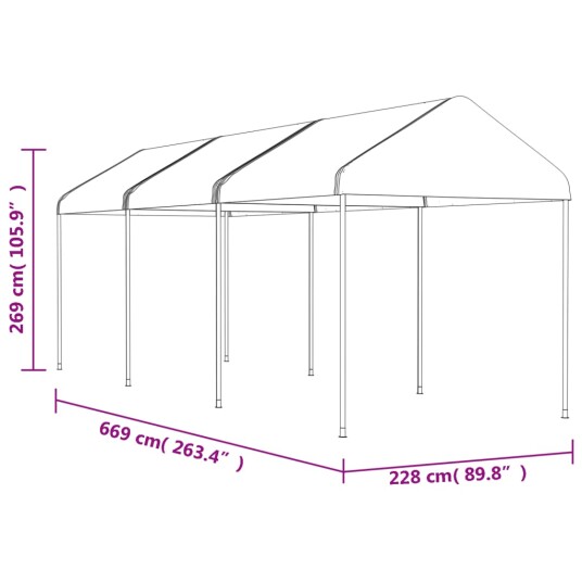 vidaXL Paviljong med tak hvit 6,69x2,28x2,69 m polyetylen vidaXL Paviljong med tak hvit 6,69x2,28x2,69 m polyetylen