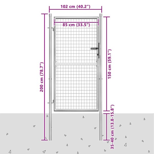 vidaXL Hageport galvanisert stål 105x200 cm sølv