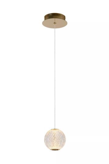 Lucide Cintra takpendel 1-lys 14 cm 2700K 5,7W Dimbar - Transparent/Messingfarget