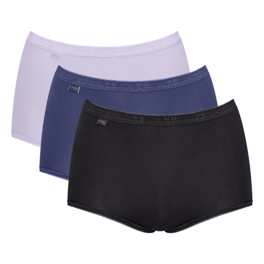 Sloggi Truser 3P Basic Plus Maxi Colored Svart/Blå bomull 40 Dame Sloggi Truser 3P Basic Plus Maxi Colored Svart/Blå bomull 40 Dame