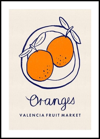 Food Art Oranges Valencia Fruit Market Poster Plakat / 100x150cm