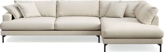 Menard Premium 5 seters høyrevendt L formet dyp sjeselongsofa i stoff Beige