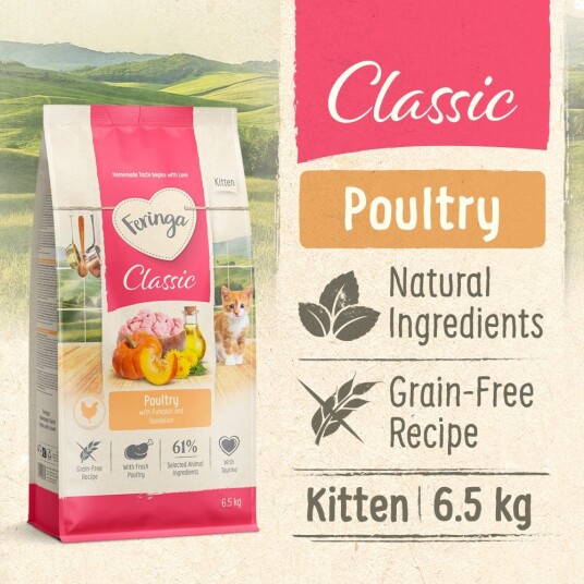 Feringa Tørrfôr Kitten Classic Fjærkre Ny Sparepakke 13 kg 2 X 6.5 kg