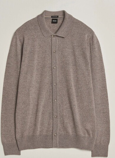 Boss BLACK Helbert Merino Knitted Cardigan Open Brown Boss BLACK Helbert Merino Knitted Cardigan Open Brown