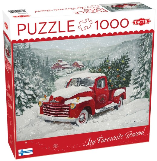 Puslespill 1000 biter jul bil med tre Puslespill 1000 biter jul bil med tre