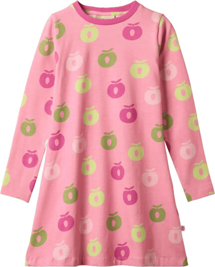Småfolk Gala Dress With Apples Pink 98 104