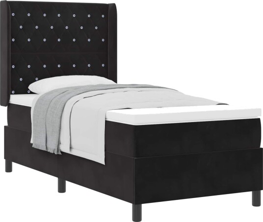 Box Spring Seng med Madrass Svart 90x190 cm Fløyel