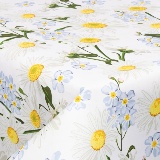 Borg Living Tekstil voksduk med akrylbelegg   30 meter på rull   Blomstrende Tusenfryd   140 cm bred tekstilduk