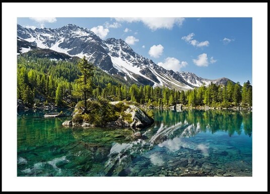Green Mountain Lake Poster Plakat / 30x40cm