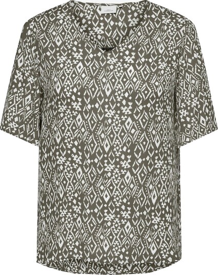 Only Carmakoma Bluse Carviwi S/S V Neck Top Aop Grå