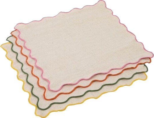 Jamie Oliver   Big Love servietter i bomull/lin 45 cm 4 stk rosa/hvit/grønn/gul
