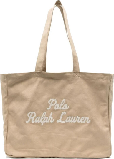 Polo Ralph Lauren Embroidered Canvas Tote Beige ONE SIZE