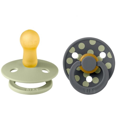 BIBS Colour Smokker Str. 2 Rund 2 pack Sage/Iron BIBS 6 18 md Smokk Grå Grønn 62 86