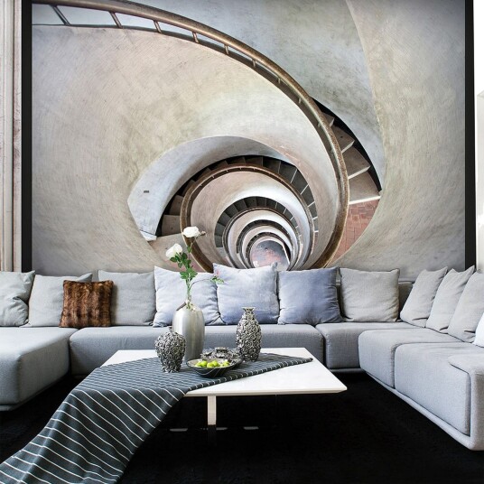 Fototapet White Spiral Stairs 250x193 - Artgeist sp. z o. o.