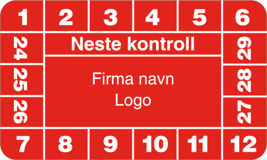 Neste kontroll - KUNDESPECIFIK - Vinyl klistremerke - 30 x 50 mm - Rød