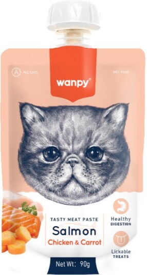 Wanpy Cat Tasty Meat Paste Salmon with & Carrot Chicken 90 g 90 g