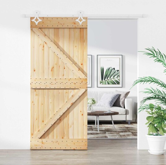  Skyvedør Naturlig og Hvit 90 x 210 cm Heltre furu