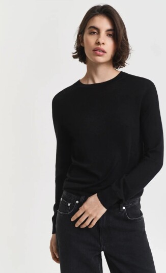 Gant Extrafine Merino Wool C Neck Black XXL