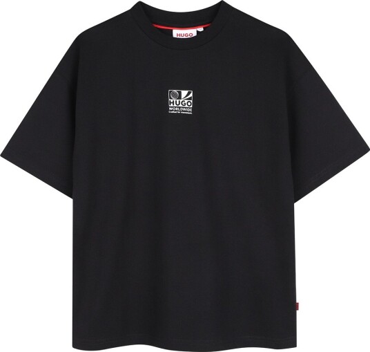 Hugo Kids Short Sleeves Tee Shirt   BLACK   128