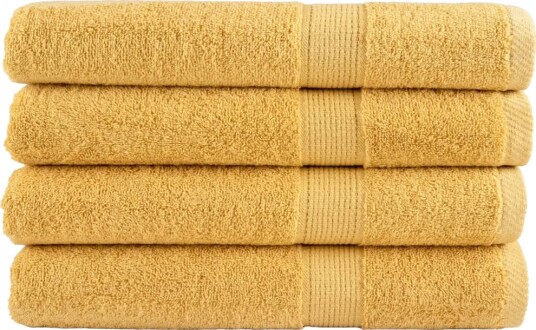 vidaXL Premium saunahåndklær SOLUND 4 stk gull 80x200 cm 600gsm vidaXL Premium saunahåndklær SOLUND 4 stk gull 80x200 cm 600gsm