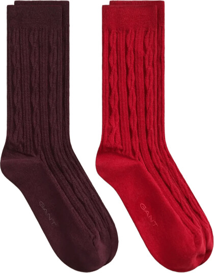 Gant Cable Socks 2 Pack Gb   Burgundy   36 38