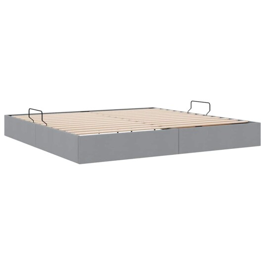 Seng med Oppbevaring med madrass Lysegrå 200 x 200 cm stoff
