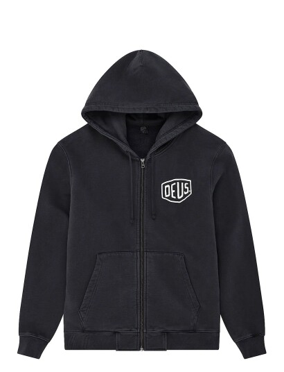 Deus Ex Machina Shield Garment Dyed Zip Hoodie Black XL