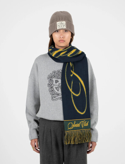 Prohibited Clubhouse Jaquard Scarf Navy - Black - ONE SIZE Prohibited Clubhouse Jaquard Scarf Navy - Black - ONE SIZE